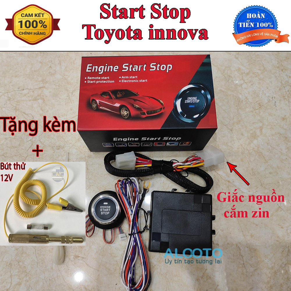 Nút start stop Innova Nút khởi động thông minh có đề nổ từ xa tích hợp trên chìa khóa zin tặng kèm bút thử điện