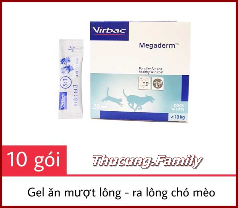 Virbac gel dinh dưỡng bổ da và lông megaderm cho chó- mèo. gói 4ml. hộp 28 gói.