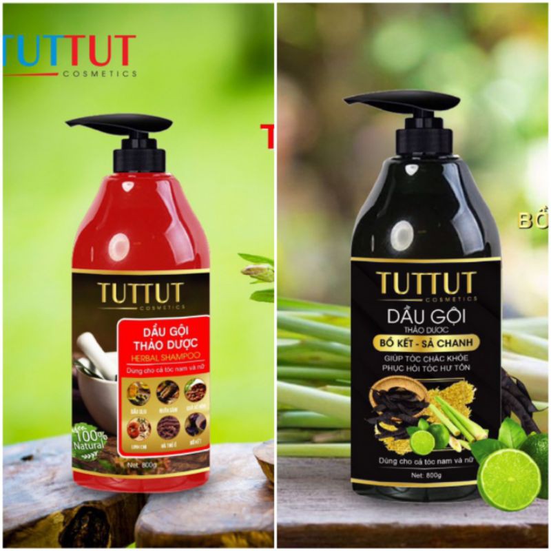 Dầu gội thảo dược bồ kết - sả chanh tuttut 800ml