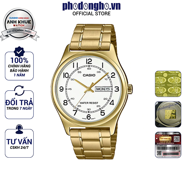 Đồng hồ nam dây kim loại chính hãng Casio Anh Khuê MTP-V006G-7BUDF