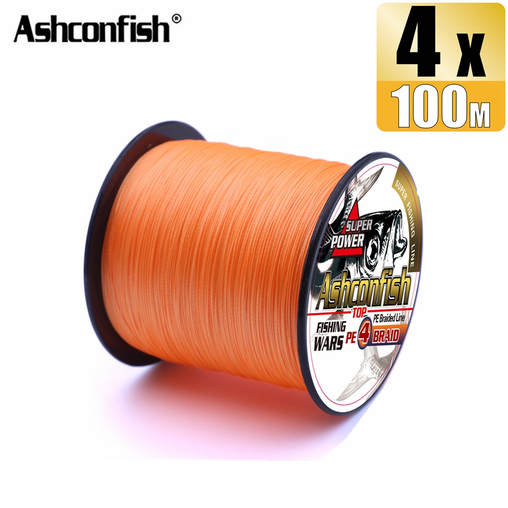 Ashconfish 4 Strands 100M Braided Fishing Line PE Line X4 Braid Line  2-100LB Color Orange Purple Pink
