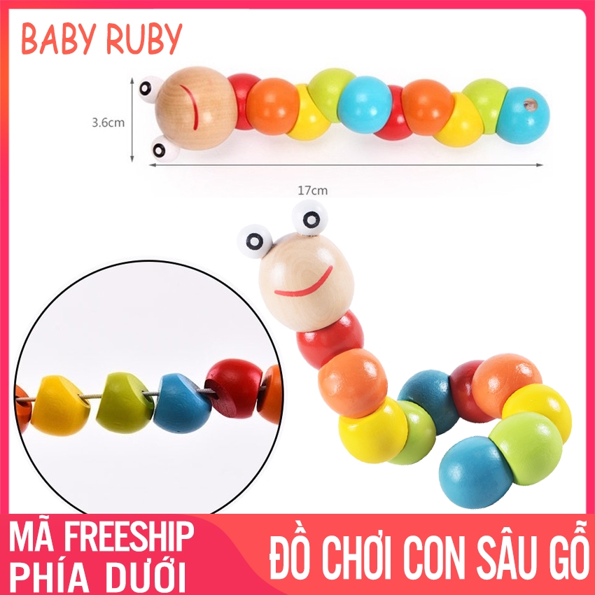 Đồ Chơi Con Sâu Gỗ - Uốn Dẻo, Nhiều Màu Sắc, Gỗ Tự Nhiên An Toàn Cho Bé - Con sâu gỗ uốn dẻo, đồ chơi sẫu gỗ, đồ chơi con sâu uốn dẻo, đồ chơi con sâu gỗ uốn dẻo, con sâu uốn dẻo - Baby Ruby