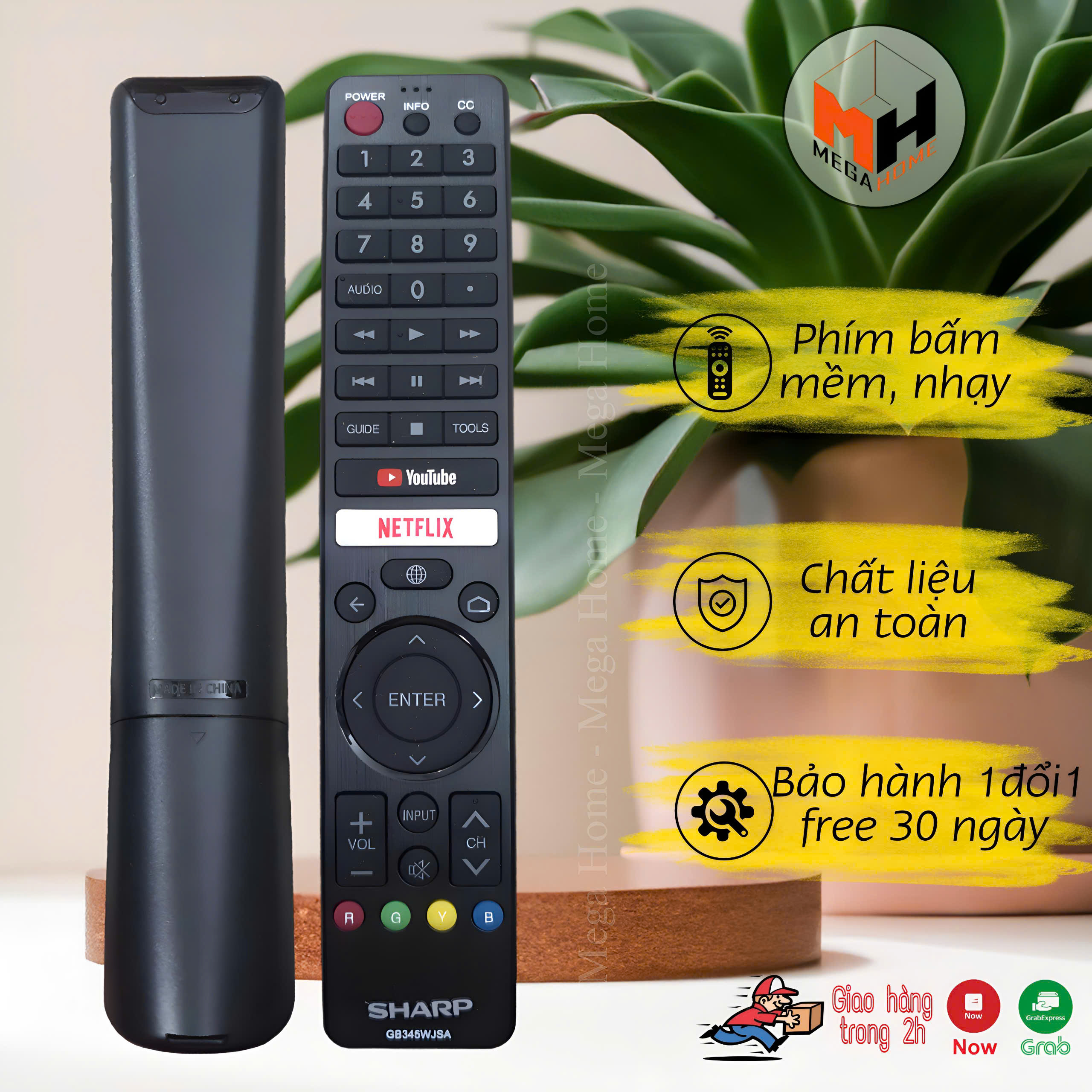 Điều khiển tivi Sharp, remote tivi Sharp smart, phím mềm hàng loại 1