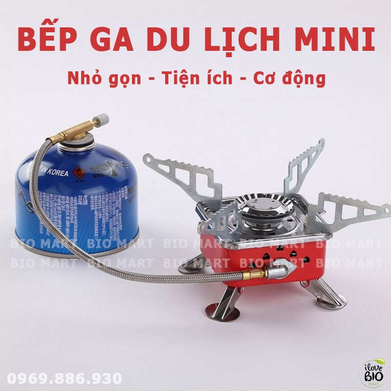 Bếp du lịch cắm trại ngoài trời nhỏ gọn an toàn - bếp ga dã ngoại mini gấp gọn tiện lợi - bio198