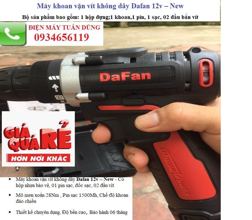 Máy khoan vặn vít không dây Dafan 12v – New, khoan pin 12v bền, rẻ đẹp uy tín