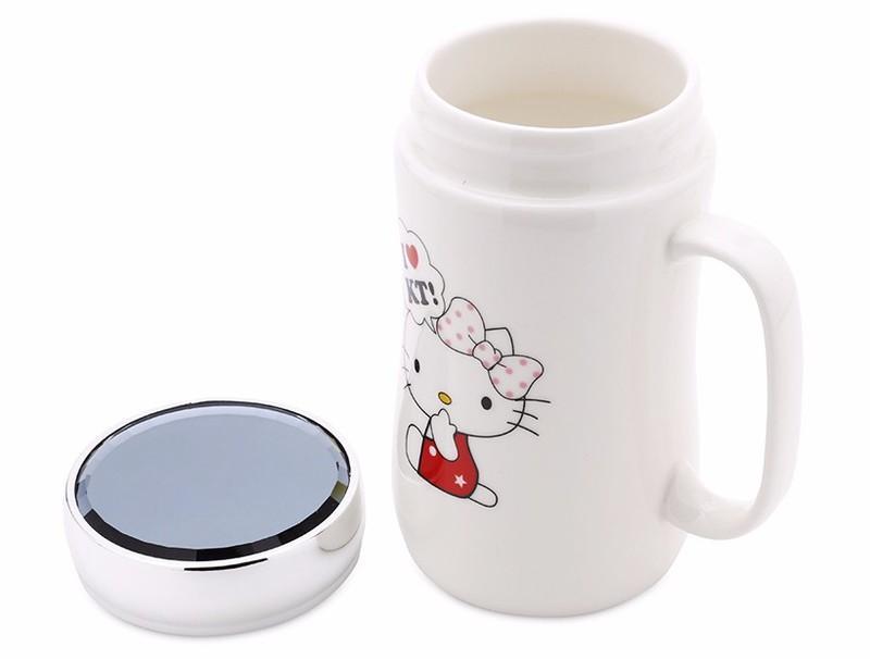 Cốc Sứ Giữ Nhiệt Có Gắn Gương Ở Nắp Cốc Dung Tích 500ml