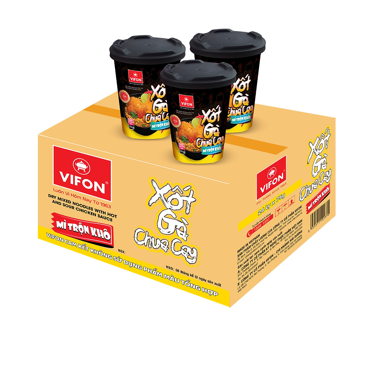 [HCM]( SẢN PHẨM MỚI CỰC HOT) Thùng 24 ly Mì trộn khô Xốt gà chua cay 75gr VIFON