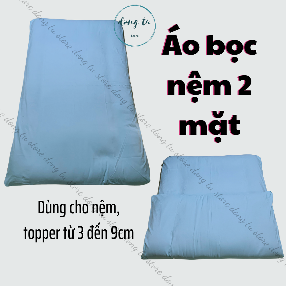 Áo Bọc Nệm topper 2 mặt có khoá kéo size 1m x2m, 1m2 x 2m, 1m4 x 2m, 1m6 x 2m, 1m8 x 2m vải cotton tici