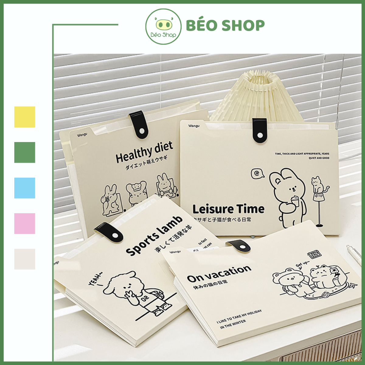 Túi đựng tài liệu A4 dạng 5 8 12 ngăn Béo shop cặp bằng nhựa dẻo cặp bảo quản file tài liệu hồ sơ tiện dụng