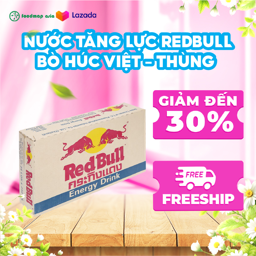 THÙNG 24 LON Nước Tăng Lực RedBull Bò Húc Việt - Lon 250ml - Foodmap