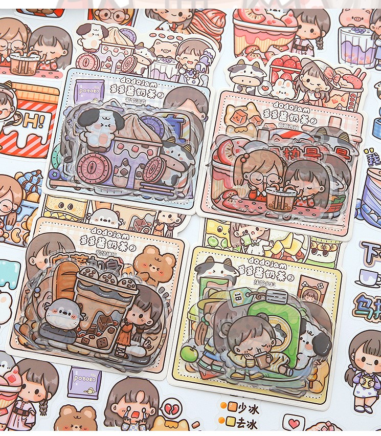 Set 30 miếng sticker DoDoJam dễ thương, Bộ hình dán Telado trang trí sổ tay, Túi 30 nhãn dán không thấm nước tiện dụng, Sticker cute