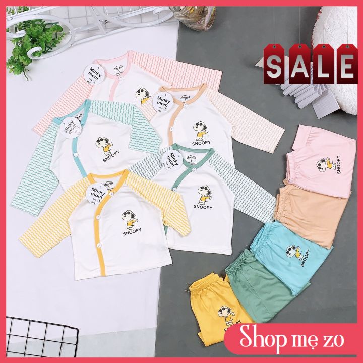 Bộ quần áo sơ sinh cài chéo minky mom .