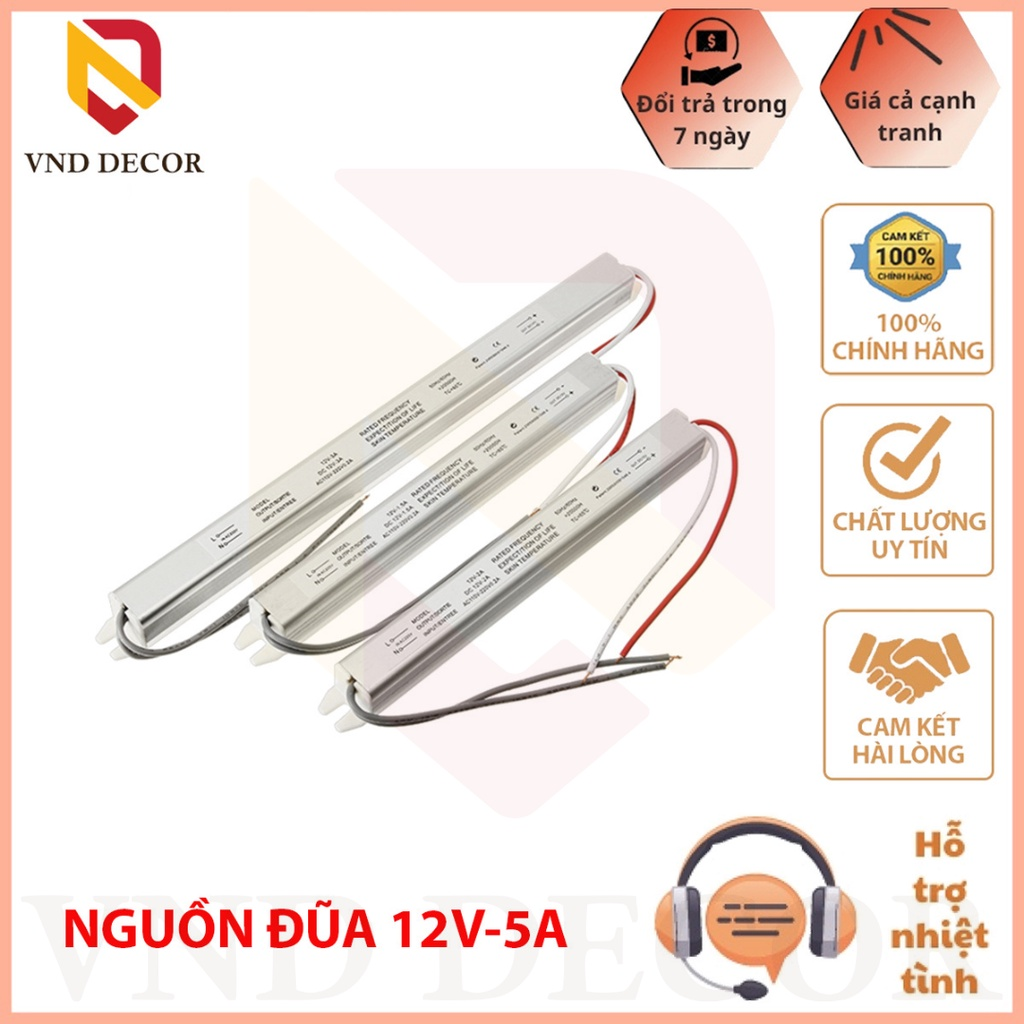 Nguồn đũa 12V-5A dùng cho led dây