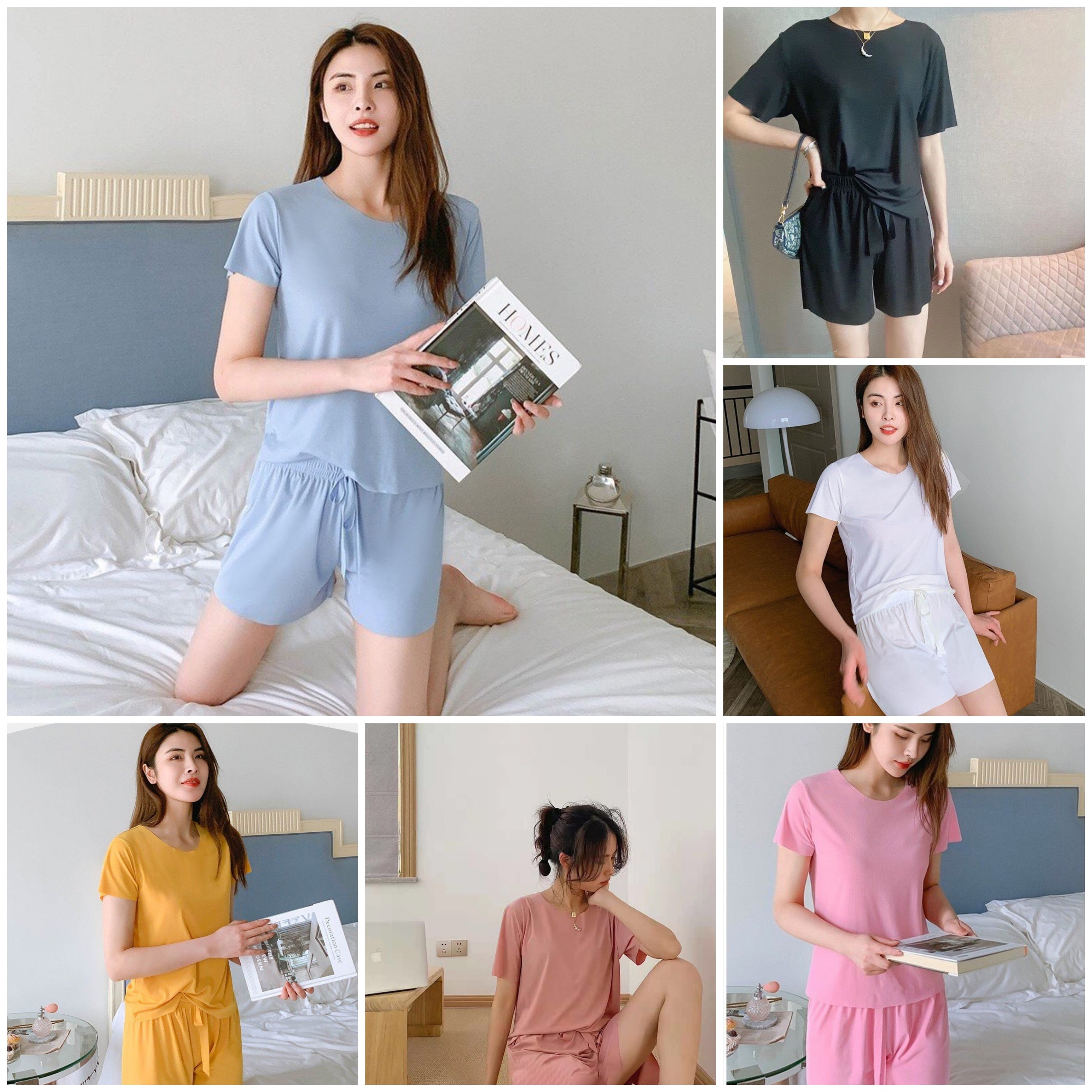 Sét bộ mặc nhà cột nơ eo sang chảnh dể thương