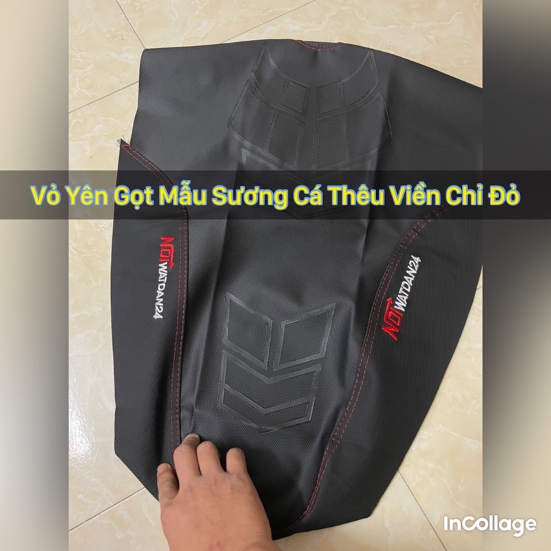 Vỏ yên gọt thêu viền chỉ đỏ cực đẹp wave 50/100/110