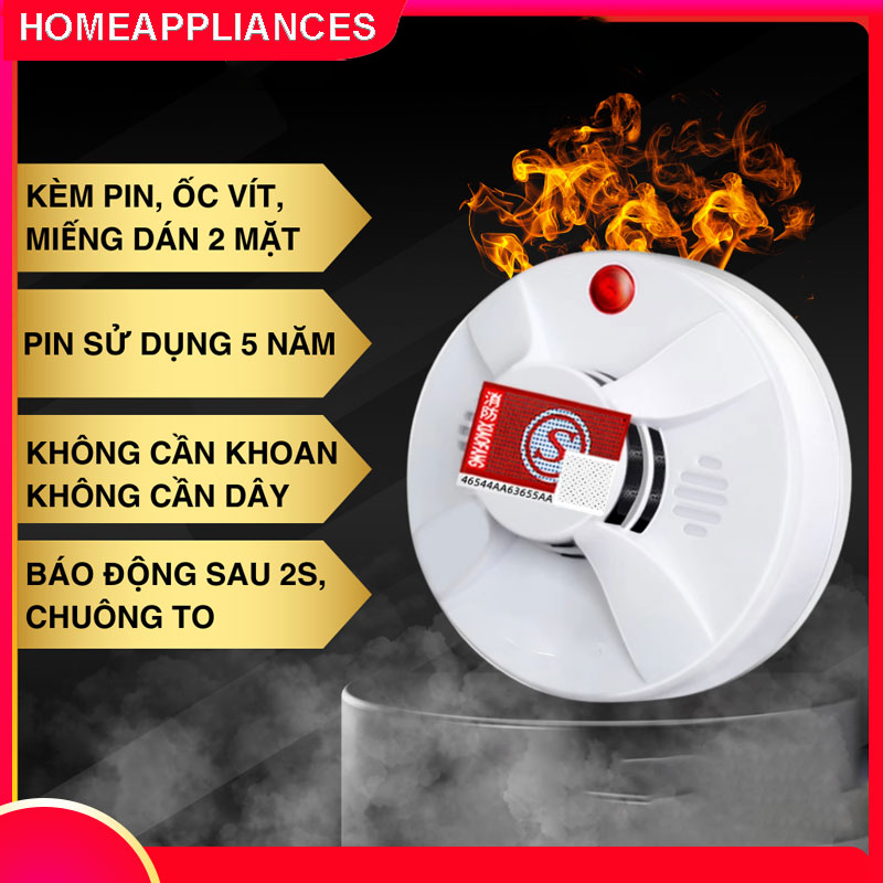 【HCM/24H Chuông báo cháy báo khói không dây, báo cháy tự động cảm biến khói dùng pin độ nhạy cao