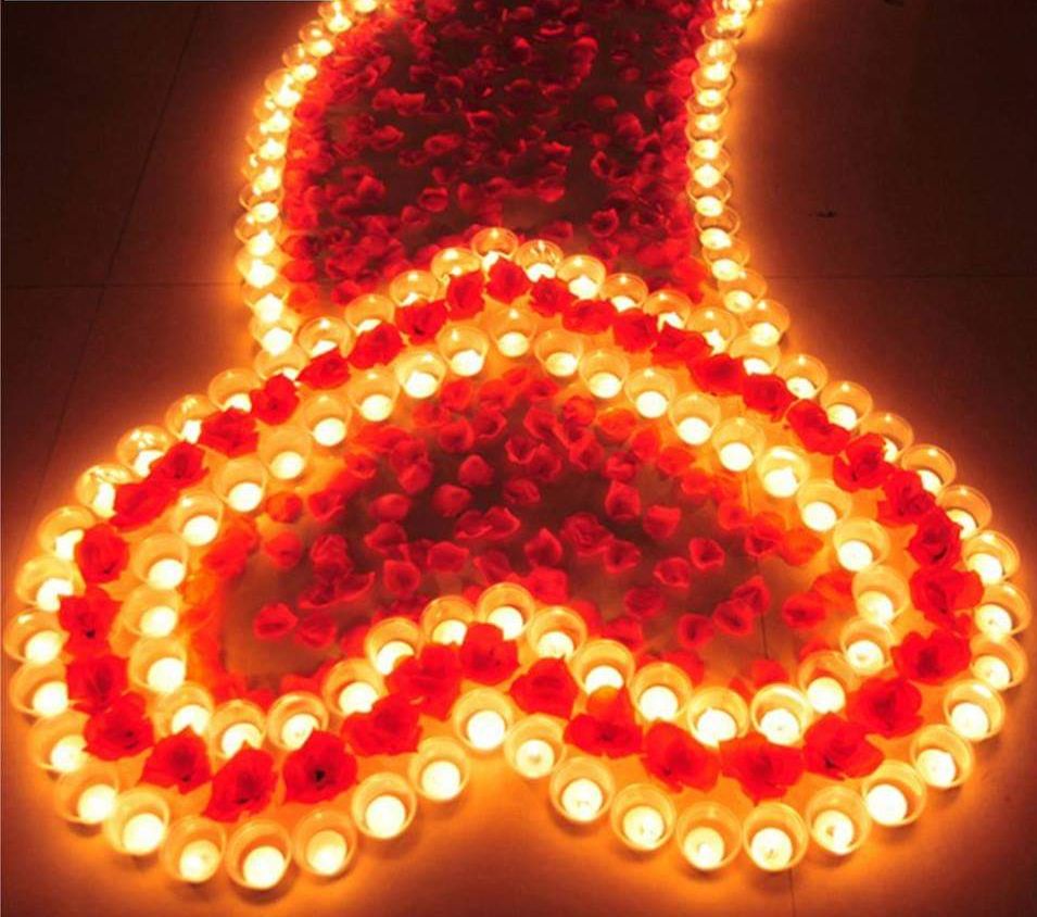 set 150 nến tealight trang trí + 200 cánh hoa trang trí sinh nhật, kỷ niệm ngày cưới, ngày yêu nhau, 14/2, 8/3, 20/10