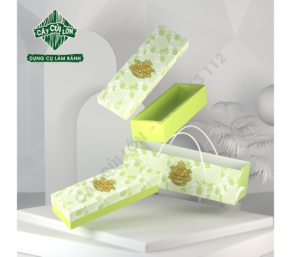 Bộ hộp bánh dứa xanh