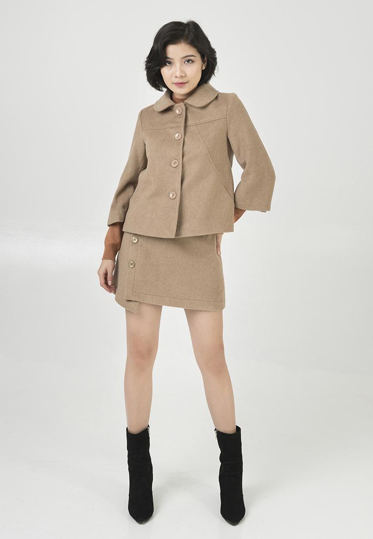 Áo dạ ngắn, buộc nơ VIEN TRAN V65W18T014 (Nhiều màu)