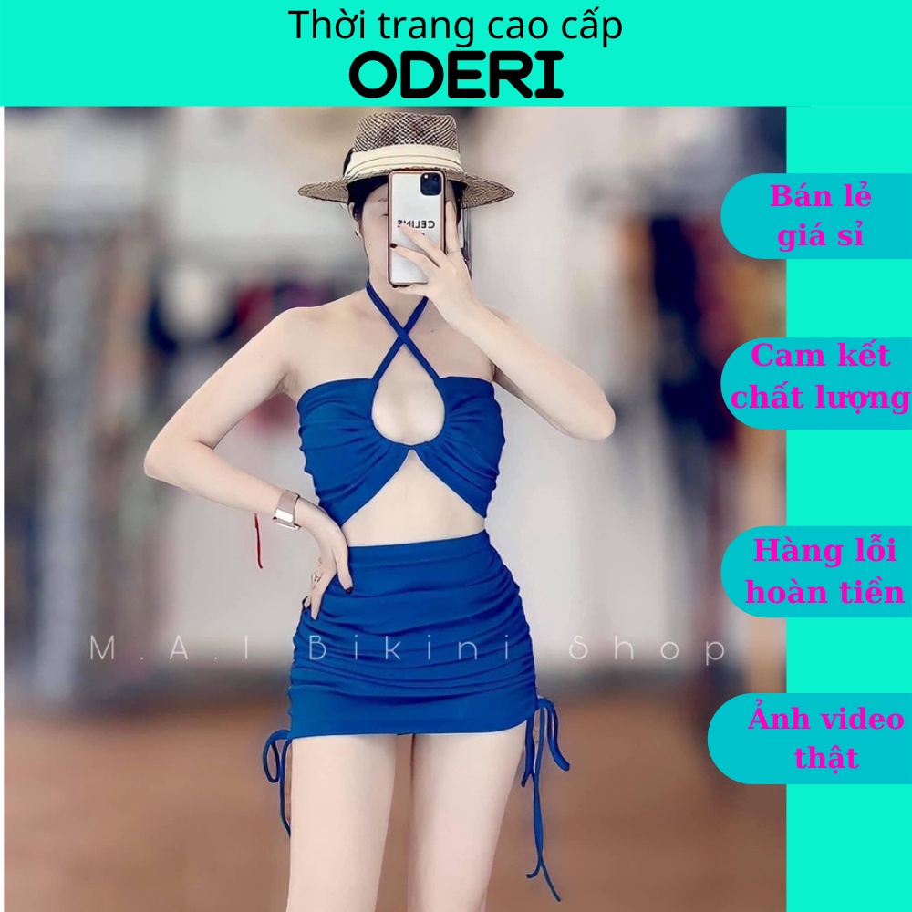 Bikini đồ bơi đi biển hai mảnh áo buộc dây quần rút hai bên hông rẻ đẹp oderi ms878