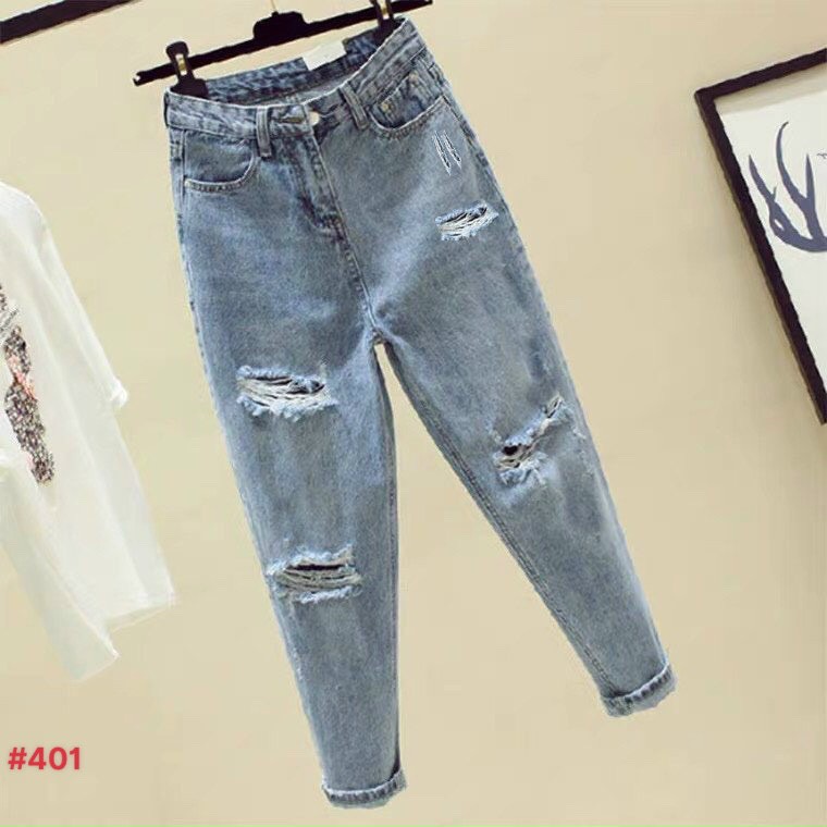 [HCM][ MÌNH ANH!!! ] QUẦN BAGGY JEAN NỮ CAO CẤP MIMI SHOP LƯNG CAO MÀU XANH RÁCH GỐI TRÁI CỰC HOT HIT
