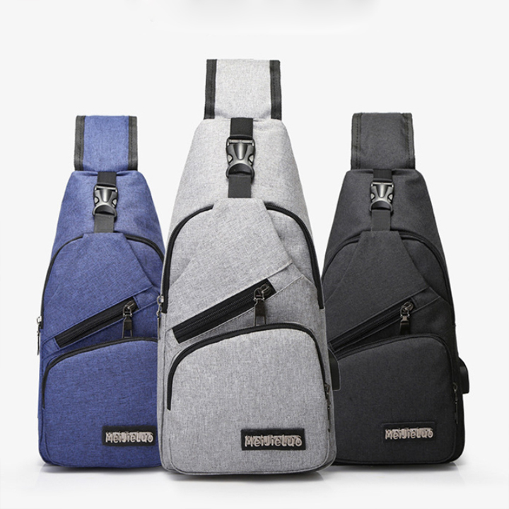 Túi đeo chéo nam vải Canvas chống nước bền bỉ với thời gian /Túi chéo nam phong cách Hàn Quốc tích hợp cổng sạc USB thông minh tiện dụng