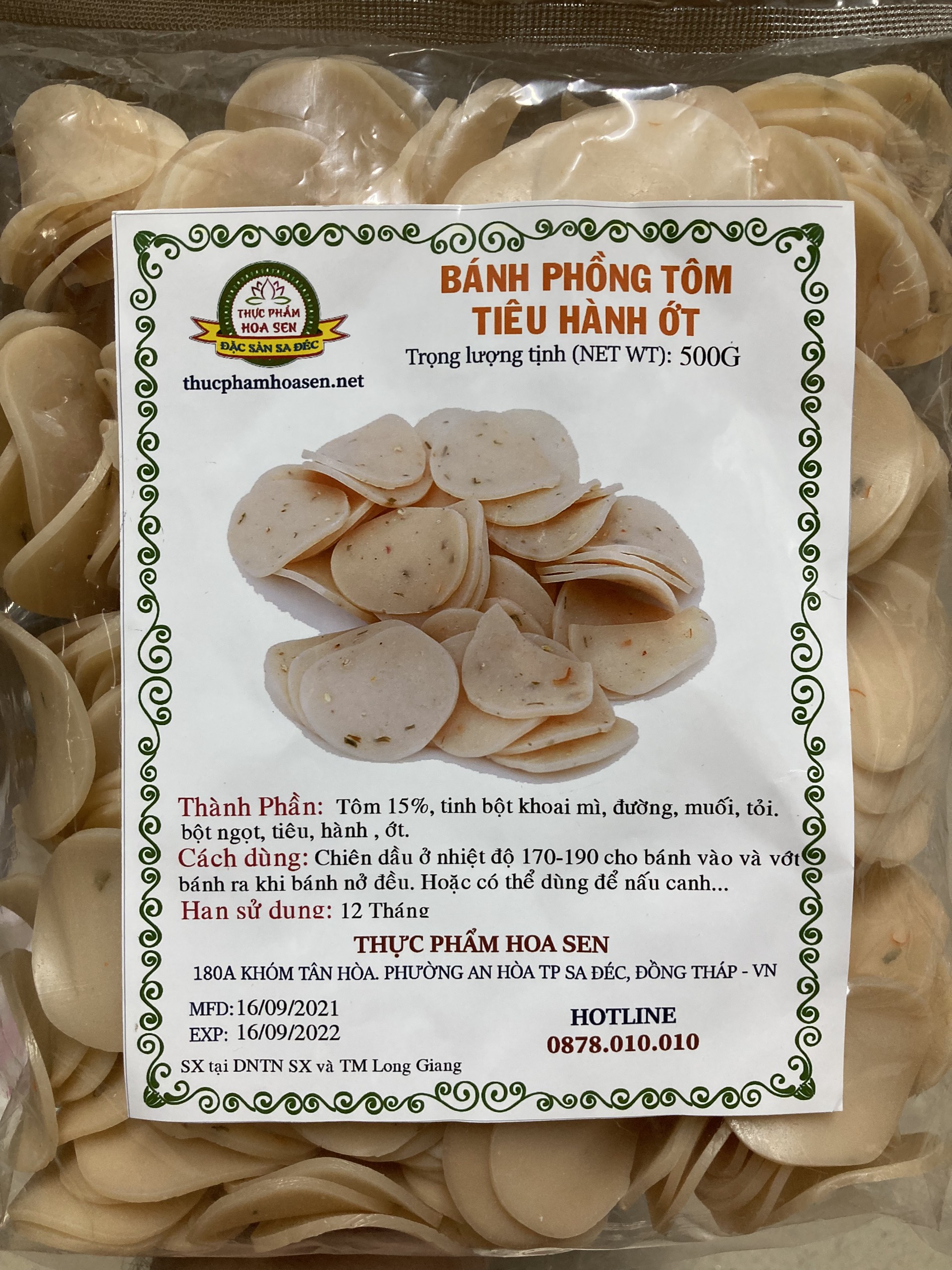 Bánh phồng tôm tiêu hành ớt gói 500g