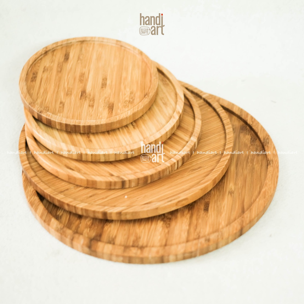 Khay gỗ tre hình tròn - Khay tre đựng thức ăn - Khay tre tự nhiên