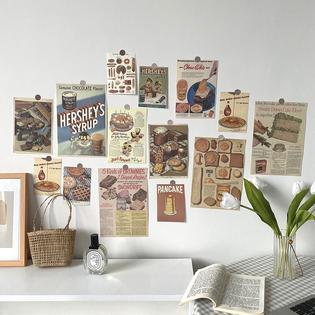 Bộ postcard decor phong cách retro, tranh giấy dán tường, phụ kiện chụp ảnh - cutam.homedecor