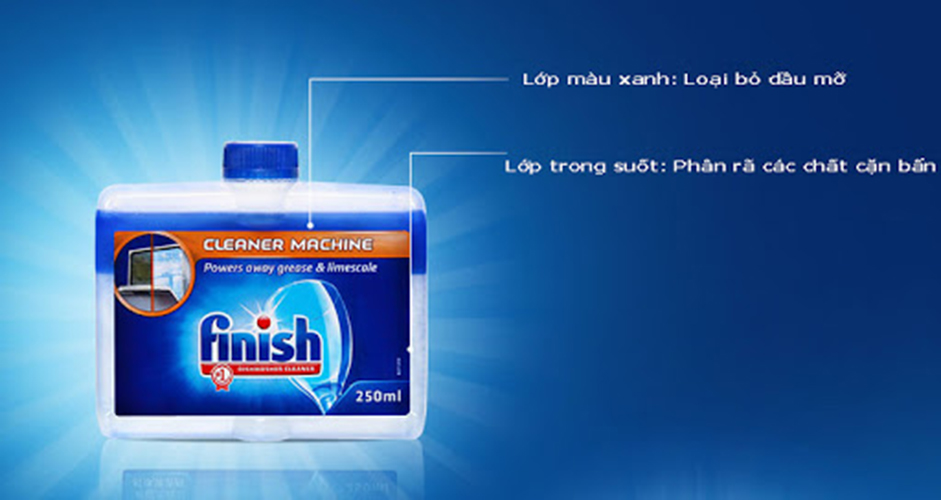 Dung dịch vệ sinh máy rửa bát Finish Dishwasher Cleanser 2X Better Cleaning chai 250ml của EU