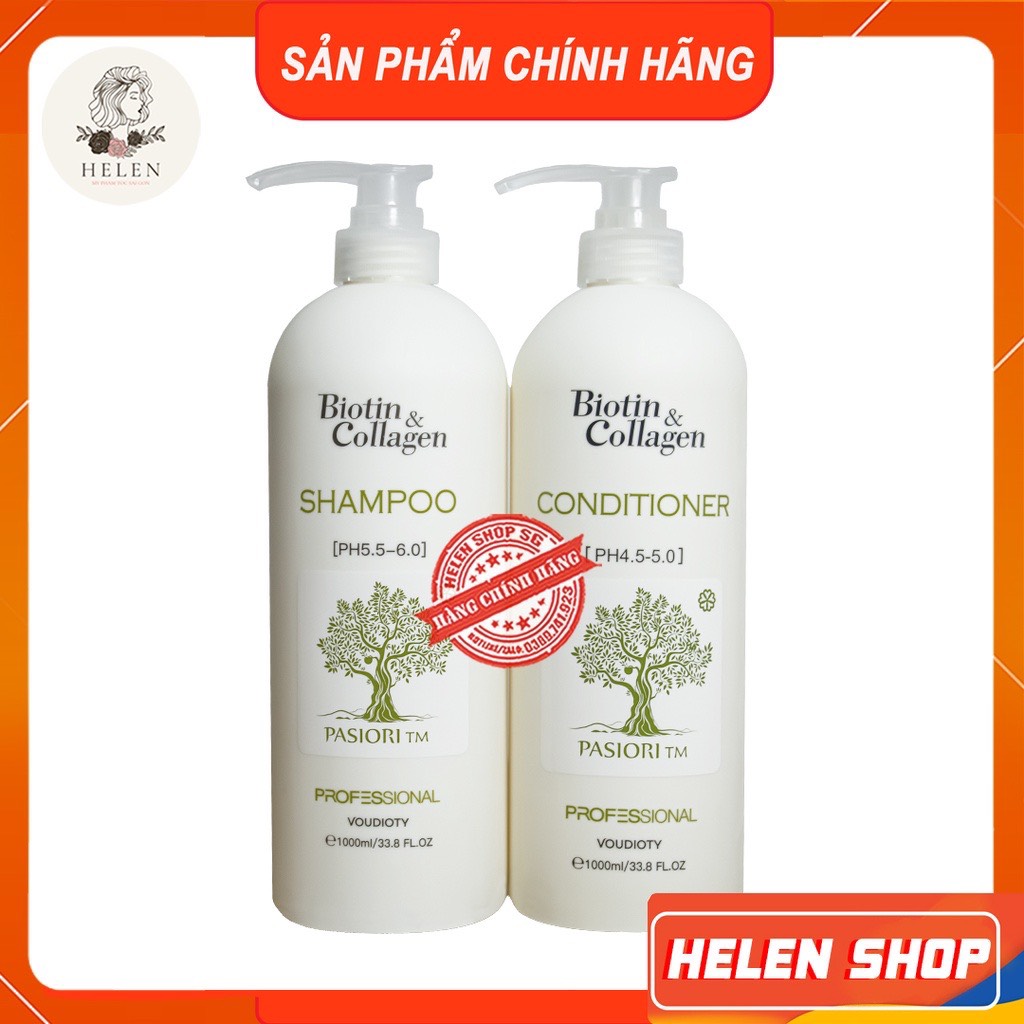 Cặp Dầu Gội Xả BIOTIN COLLAGEN Vàng 500-1000ML | Phục Hồi Siêu Mượt Biotin Collagen Reparing Voudioty | Hàng Chính Hãng