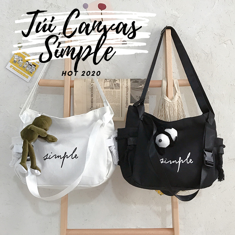 Túi Vải Phụ Kiện Đi Chơi Cho Bạn Nữ - Túi Đeo Chéo Simple - Túi Canvas Đi Chơi Đi Du Lịch Thời Trang - Túi Hot 2020