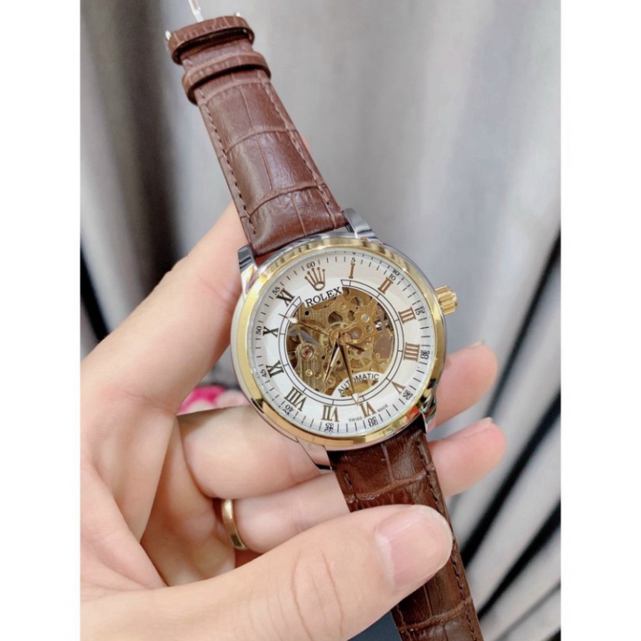 Đồng hồ nam rolex cơ dây da cao cấp - bảo hành 12 tháng mtp-store