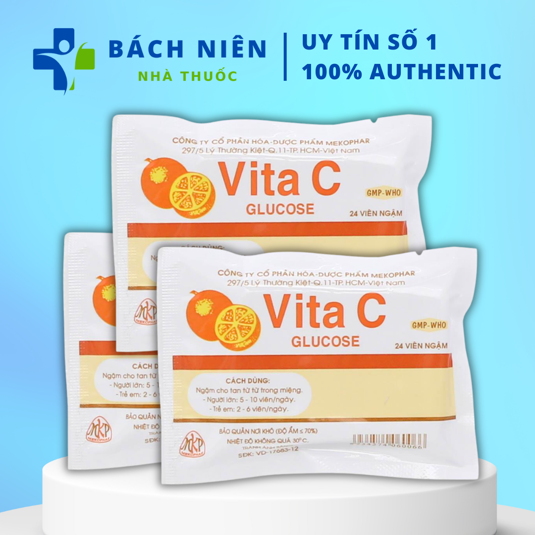 Kẹo ngậm vita C tuổi thơ, Kẹo Vita C Glucose Meko túi 24 viên