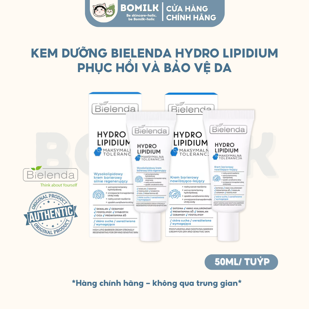 Kem dưỡng ẩm Bielenda Hydro Lipidium - dưỡng ẩm sâu, làm dịu và bảo vệ màng da