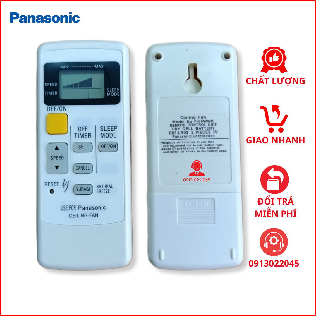 Điều khiển quạt trần Panasonic 5 cánh.