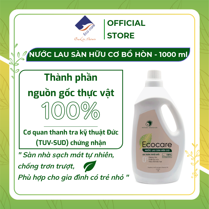 Nước lau sàn Hữu cơ Bồ hòn Ecocare 1000ml, Nước lau nhà tinh dầu thiên nhiên đuổi muỗi, lau sạch sàn nhà, an toàn tuyệt đối cho sức khỏe, phù hợp gia đình có trẻ nhỏ