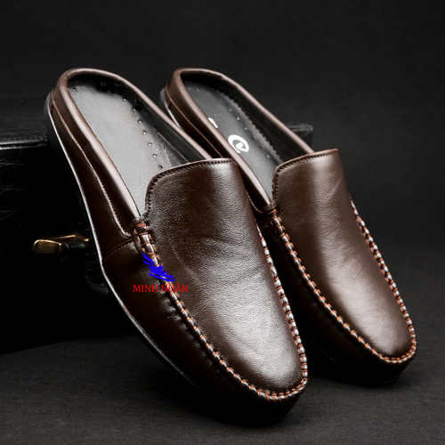  Giày Sục Nam Da Bò MẪU MỚI NHẤT Dép SaBo Nam Da bò Dép Nam Bít Mũi MÀU SIÊU ĐẸP Giày rọ nam da bò BẢO HÀNH 1 NĂM Giày mùa hè đục lỗ thoáng khí giày lười nam da bò đục lỗ Men’s Summer Shoes Minh Nhân R-5 màu NÂU 