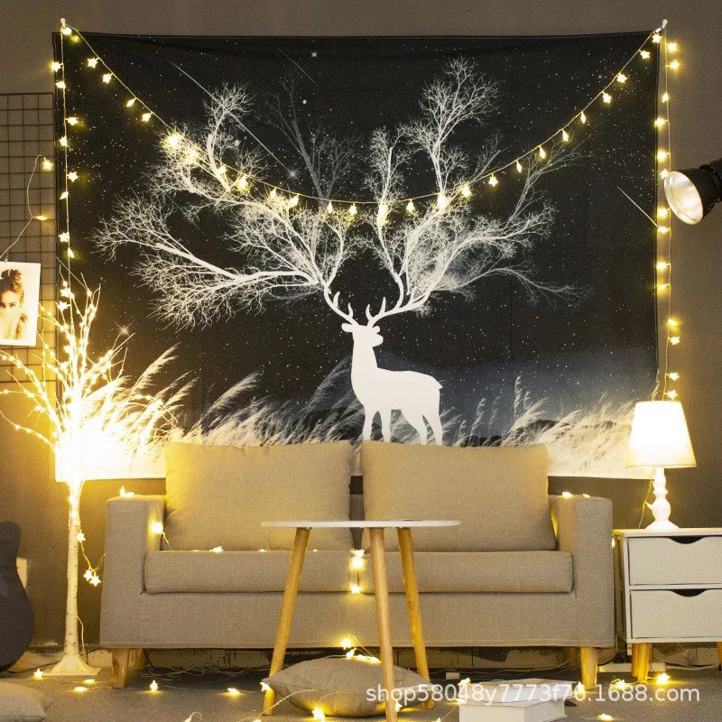 [ Tặng đèn led 10 mét 100 bóng] Vải treo tường Decor trang trí phòng phong cách vintage, hiện đại, cá tính (150x130cm, TẶNG móc treo)