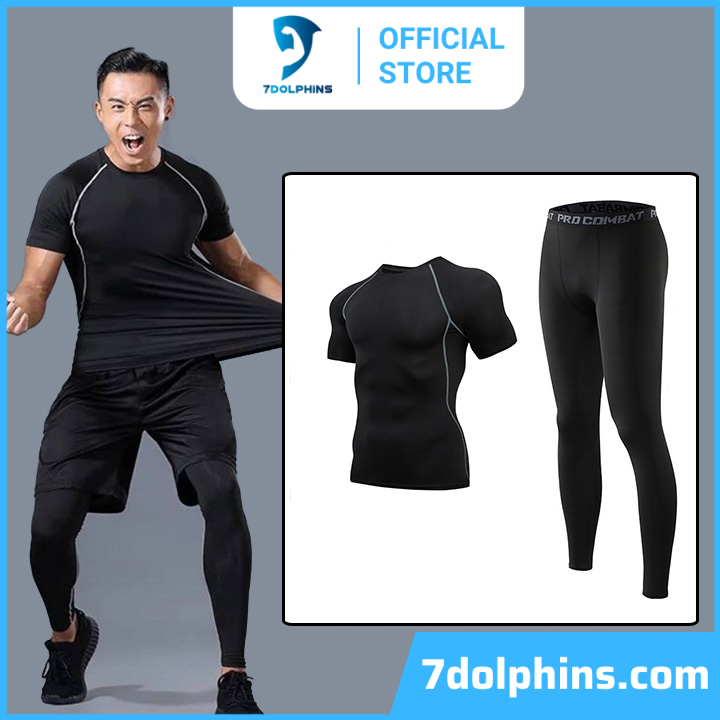 [Có sẵn] Bộ quần áo GYM Nam 2 in 1 SPORT AVENUE - Quần áo giữ nhiệt nam ôm body thể thao Fitness (Áo thun và quần legging dài) - CG06
