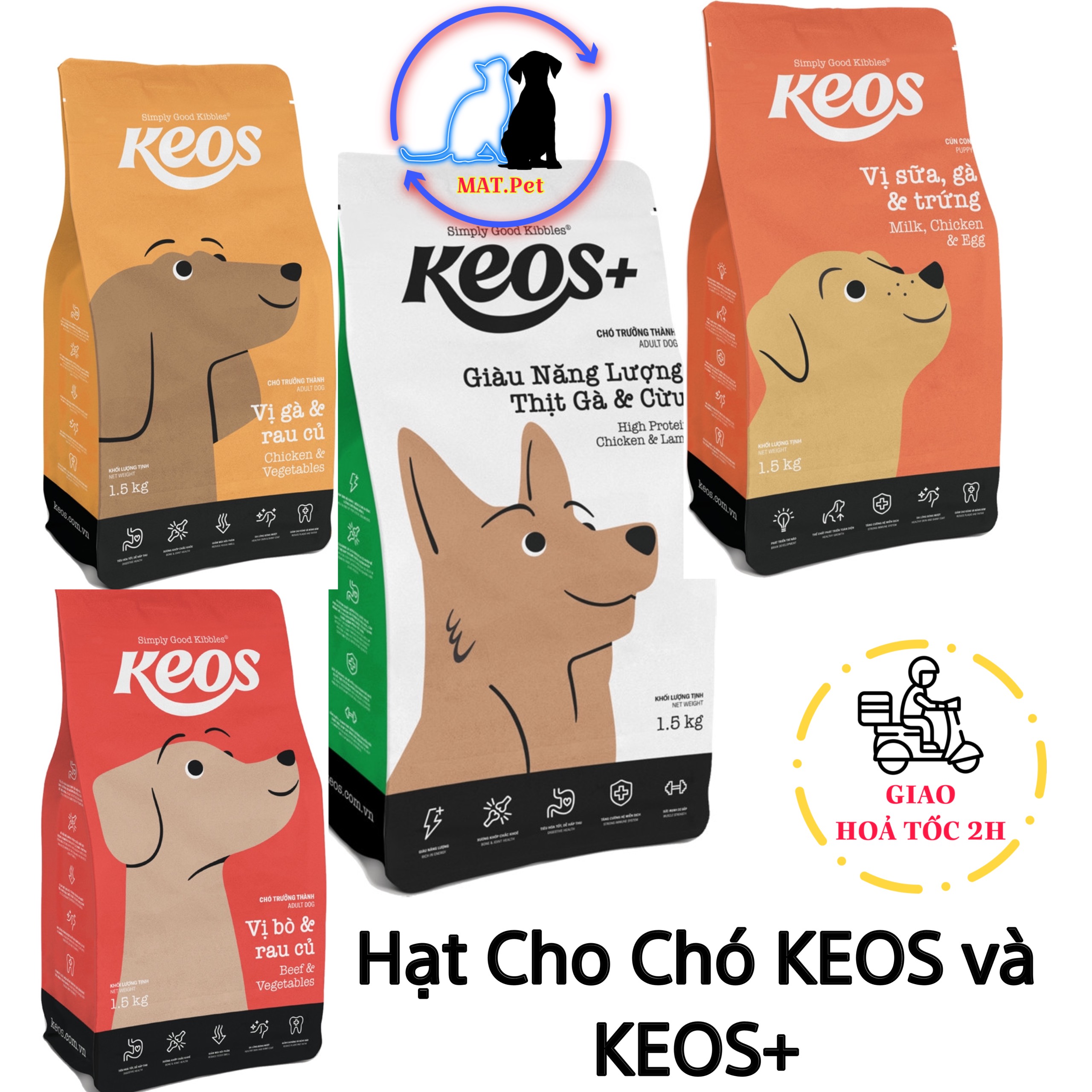 [400g] Thức Ăn Hạt Cho Chó Mọi Lứa Tuổi Keos