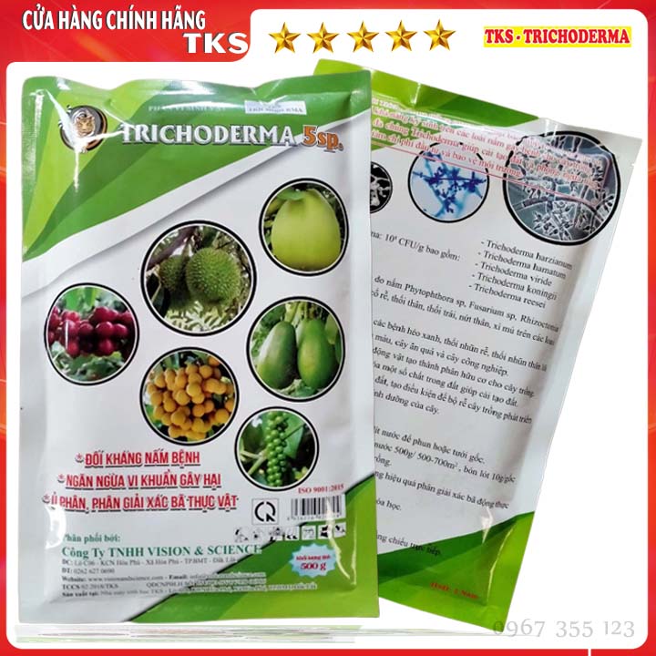 NẤM TRICHODERMA 5CHỦNG Ủ Phân Hữu Cơ, Cải Tạo Đất, Trừ Héo Xanh - Loại Hòa Tan - Gói 500gr