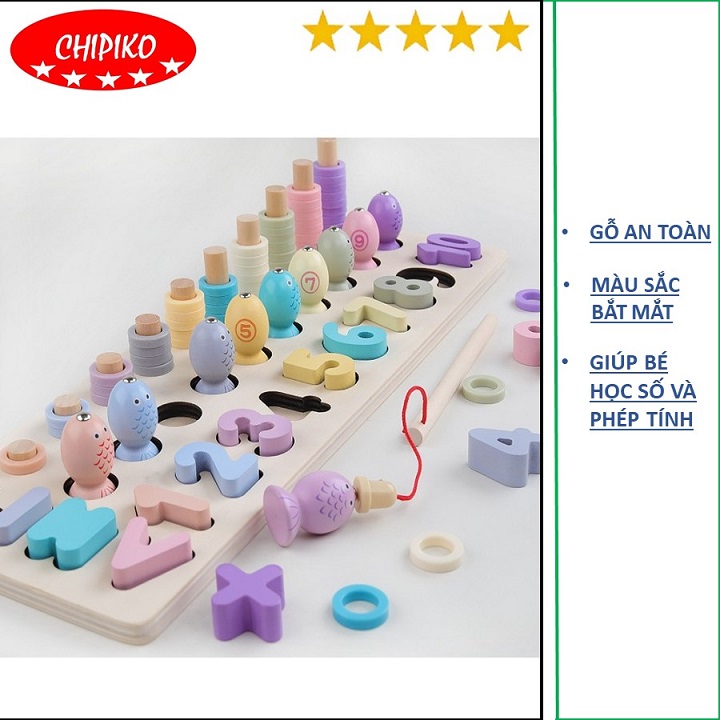 Đồ fishing toys 3 in 1-table fishing magnet puzzle number attached