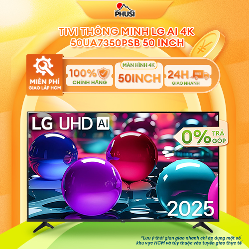 Tivi thông minh LG AI 4K 50 inch 50UA7350PSB - Hàng chính hãng, Mới 100% - MIỄN PHÍ GIAO LẮP HCM - [ HỖ TRỢ GIAO TỈNH ] Giá 9,239,000 Đồng*Miễn phí vận chuyển