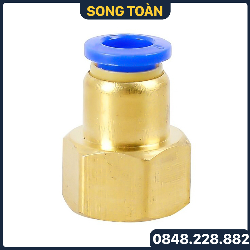 PCF Ren Trong Nối Nhanh, Đầu Nối Nhanh Ren Trong Cắm Ống PU Phi 4 6 8 10 12
