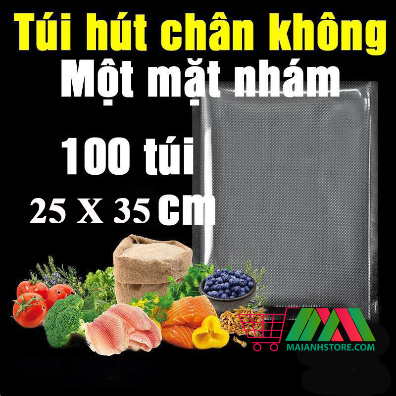 Bộ 100 túi hút chân không size 25x35cm một mặt nhám, loại 1, không kén túi ,dai, bền, an toàn và hữu ích