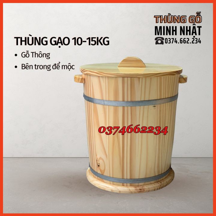 Thùng gỗ đựng gạo♥️GIÁ SỐC♥️thùng đựng gạo 10-15kg tránh ẩm mốc,côn trùng