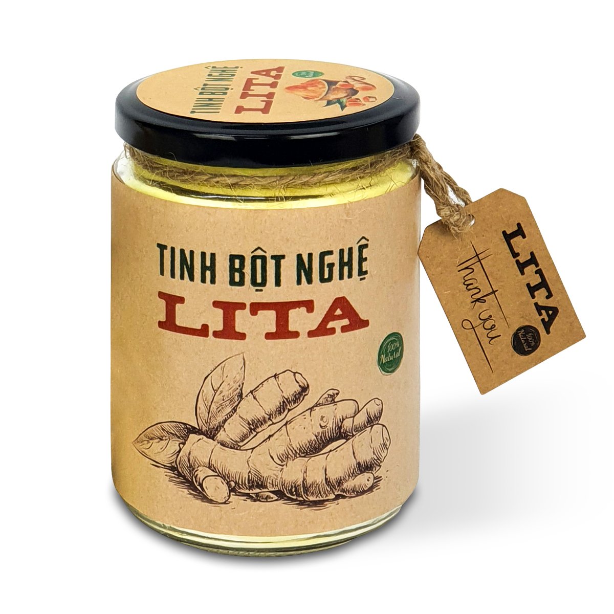 Tinh bột nghệ cao cấp từ thiên nhiên Lita 150 gram, uống dưỡng da, hỗ trợ tăng độ đàn hồi và giảm thâm, dùng khi bị viêm loét dạ dày, sau khi sinh