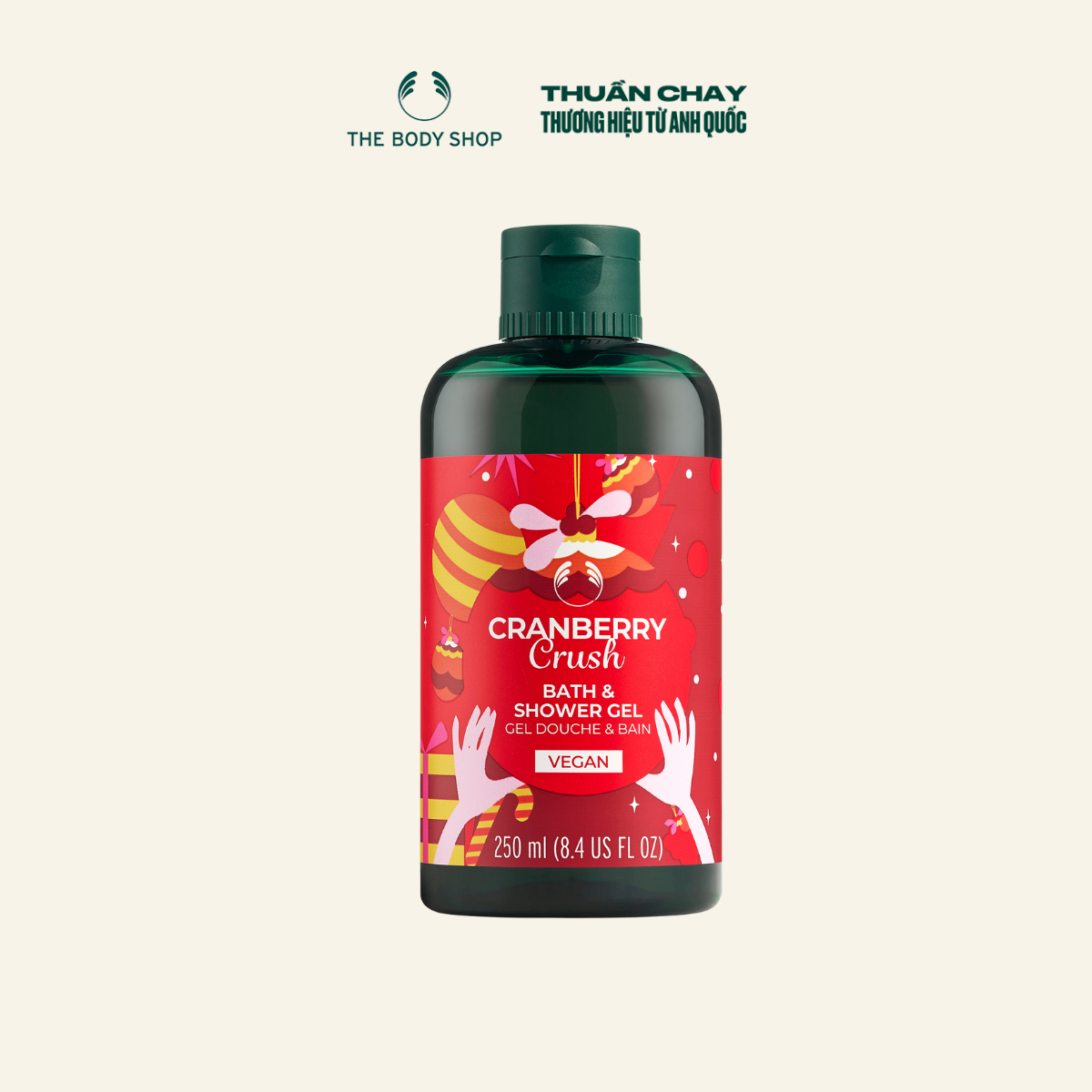 Xmas Limited Edition Sữa Tắm Hương Nam Việt Quất & Cam Đỏ Mát Lạnh Cranberry Crush Bath Shower Gel 250ml The Body Shop