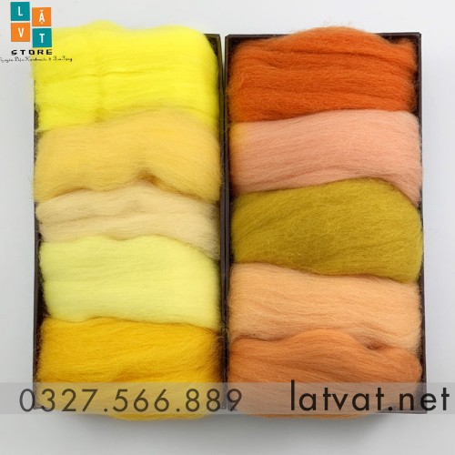 [HCM]Combo len chọc tông màu Vàng Cam - Len chọc làm đồ handmade bằng lông cừu nguyên chất - Sản phẩm handmade ý nghĩa